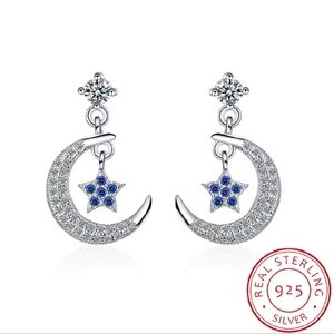 Sterling Silver Moon and Star Earrings